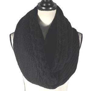 Coach Black Wool & Cashmere chunky Cable Knit fisherman Infinity Scarf neutral